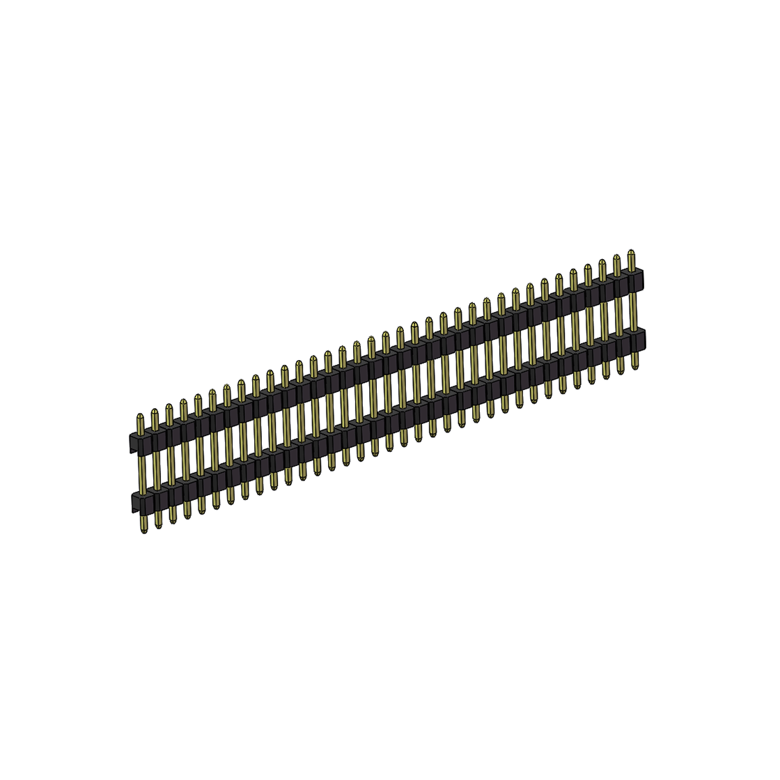 PH2541 排针连接器 Pitch 2.54mm 180° 单排 DIP 雙塑排针 （3/11/3）L=17MM 1X35Pin PA6T，94V-0 黑色 Brass 镀全金G/F