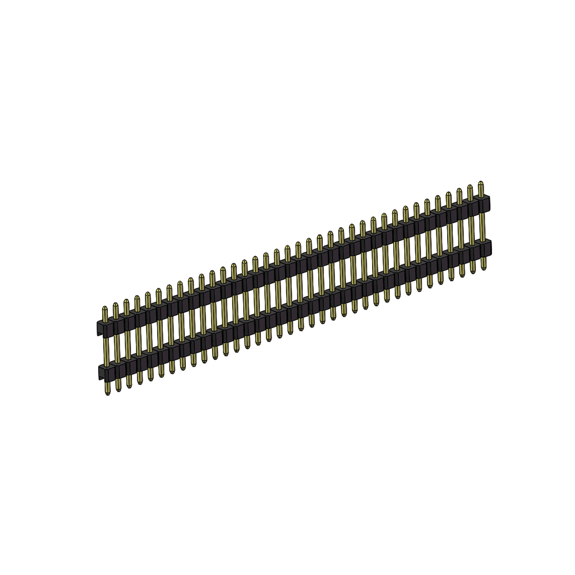 PH2541 排针连接器 Pitch 2.54mm 180° 单排 DIP 雙塑排针 （3/11/3）L=17MM 1X36Pin PA6T，94V-0 黑色 Brass 镀全金G/F