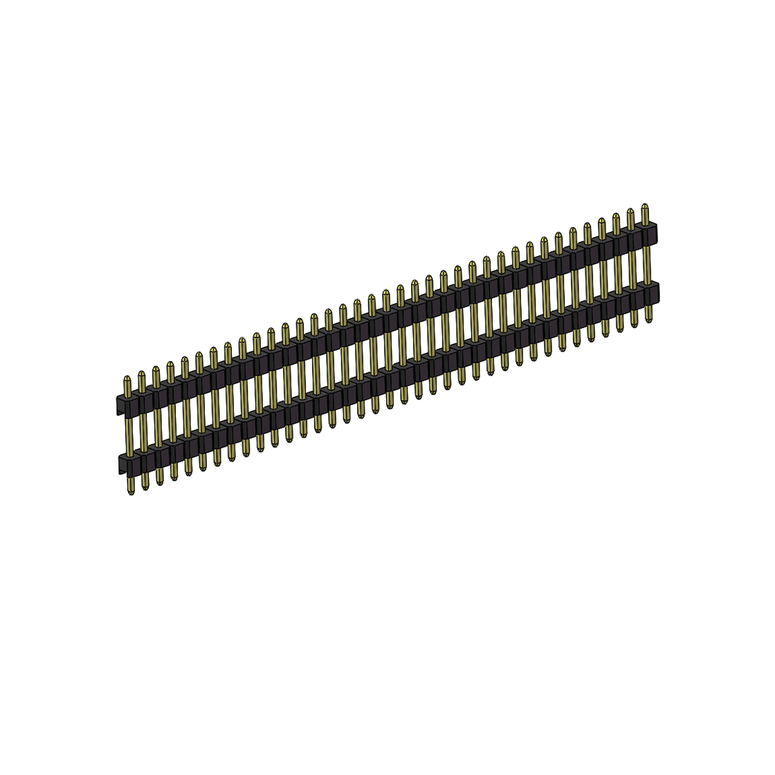 PH2541 排针连接器 Pitch 2.54mm 180° 单排 DIP 雙塑排针 （3/11/3）L=17MM 1X37Pin PA6T，94V-0 黑色 Brass 镀全金G/F