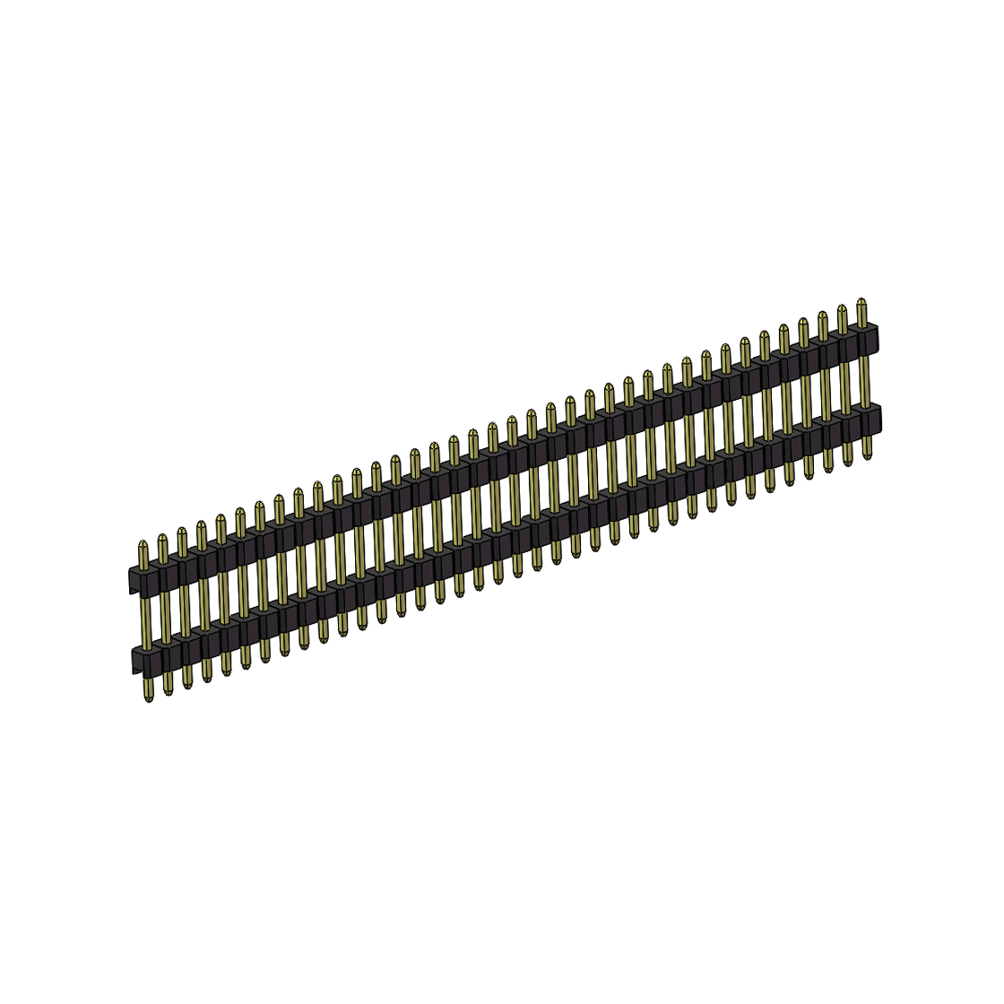 PH2541 排针连接器 Pitch 2.54mm 180° 单排 DIP 雙塑排针 （3/11/3）L=17MM 1X38Pin PA6T，94V-0 黑色 Brass 镀全金G/F
