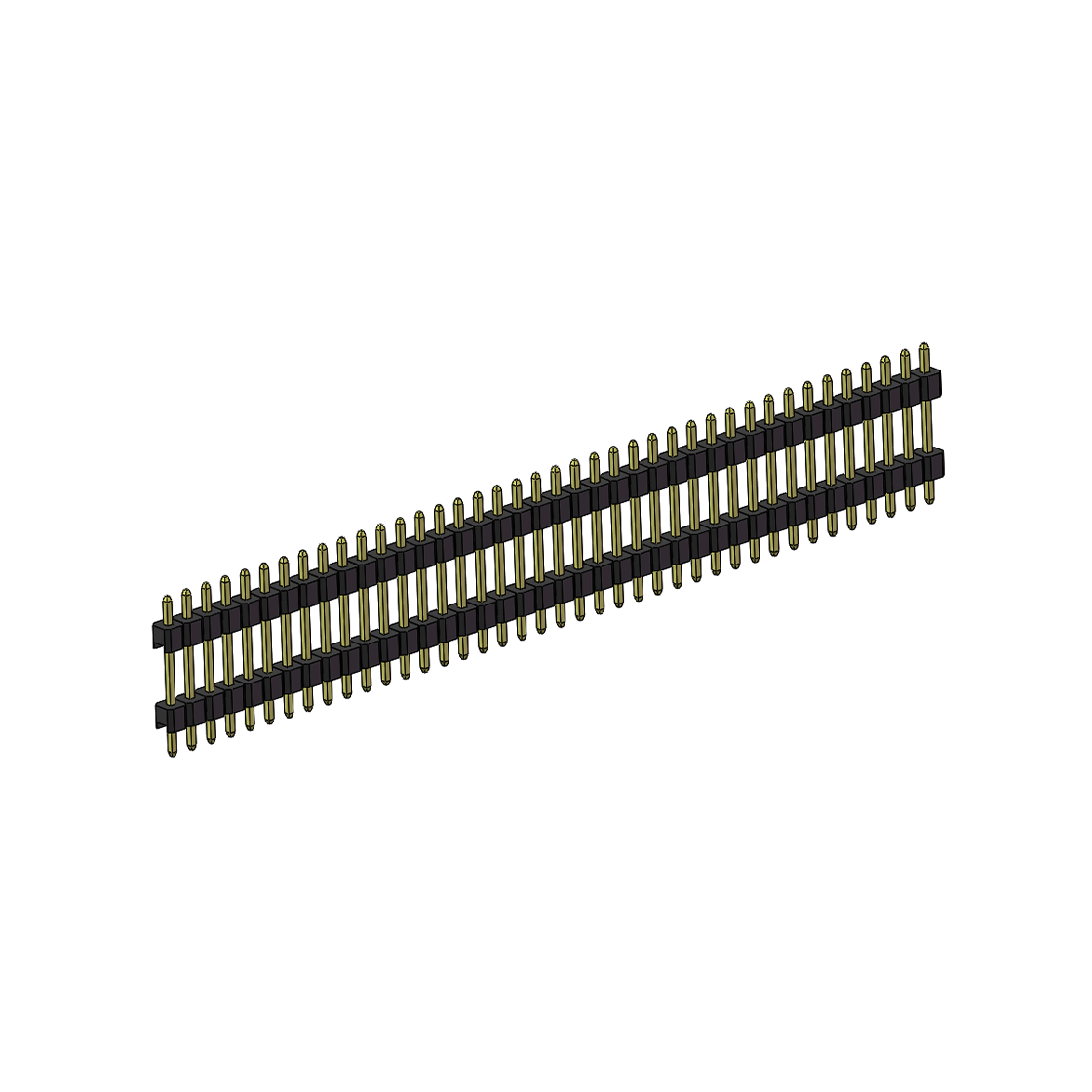 PH2541 排针连接器 Pitch 2.54mm 180° 单排 DIP 雙塑排针 （3/11/3）L=17MM 1X40Pin PA6T，94V-0 黑色 Brass 镀全金G/F