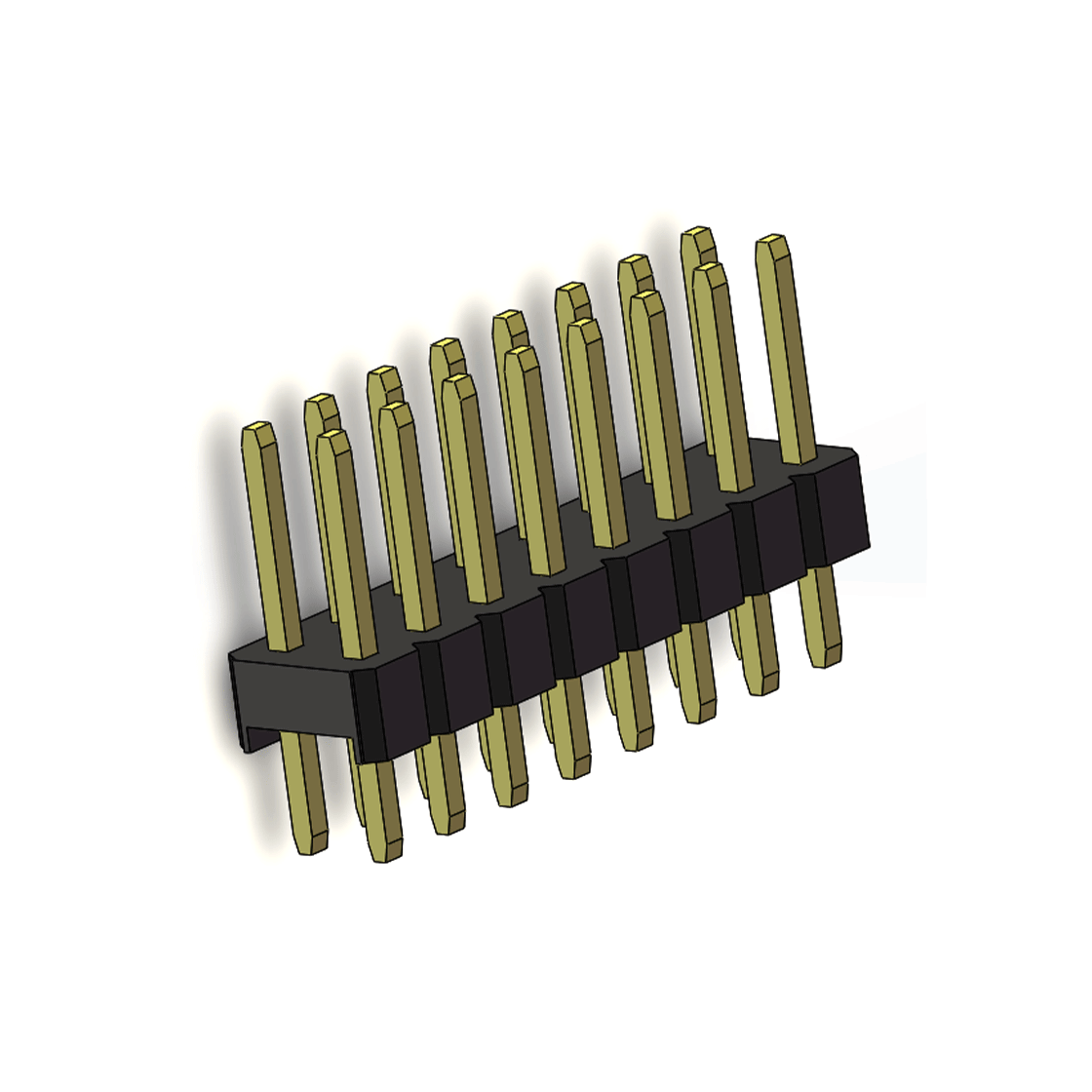 PH2541 排针连接器 Pitch 2.54mm 180° 双排 DIP 单塑排针 L=11.5MM PC 3.0 2X08Pin 黑色 Brass 镀全金G/F