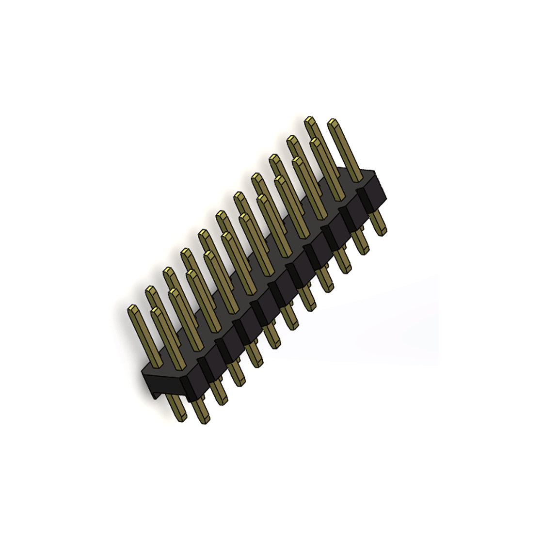 PH2541 排针连接器 Pitch 2.54mm 180° 双排 DIP 单塑排针 L=11.5MM PC 3.0 2X11Pin 黑色 Brass 镀全金G/F