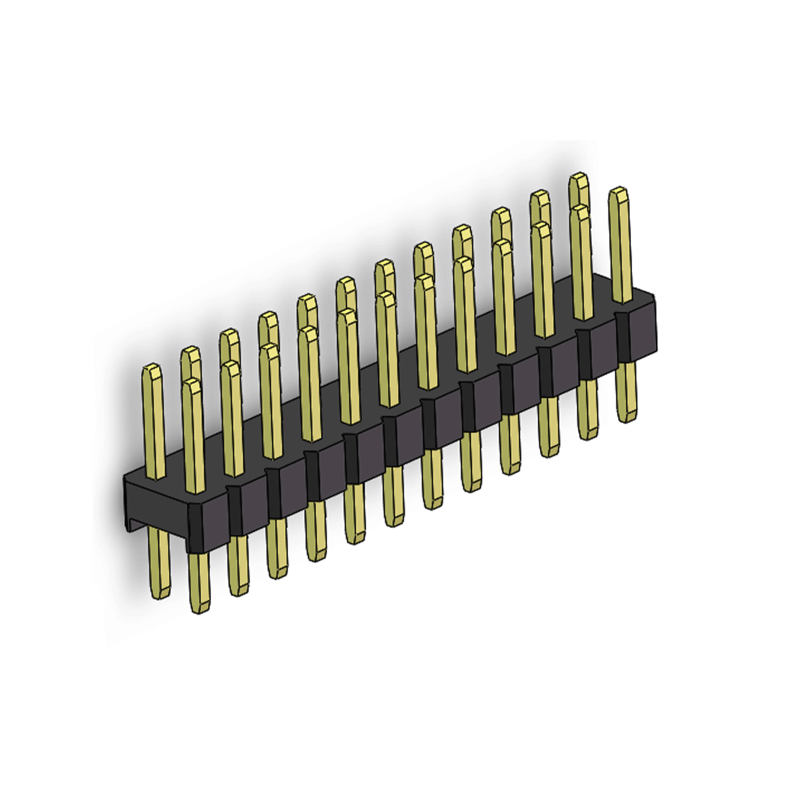 PH2541 排针连接器 Pitch 2.54mm 180° 双排 DIP 单塑排针 L=11.5MM PC 3.0 2X12Pin 黑色 Brass 镀全金G/F