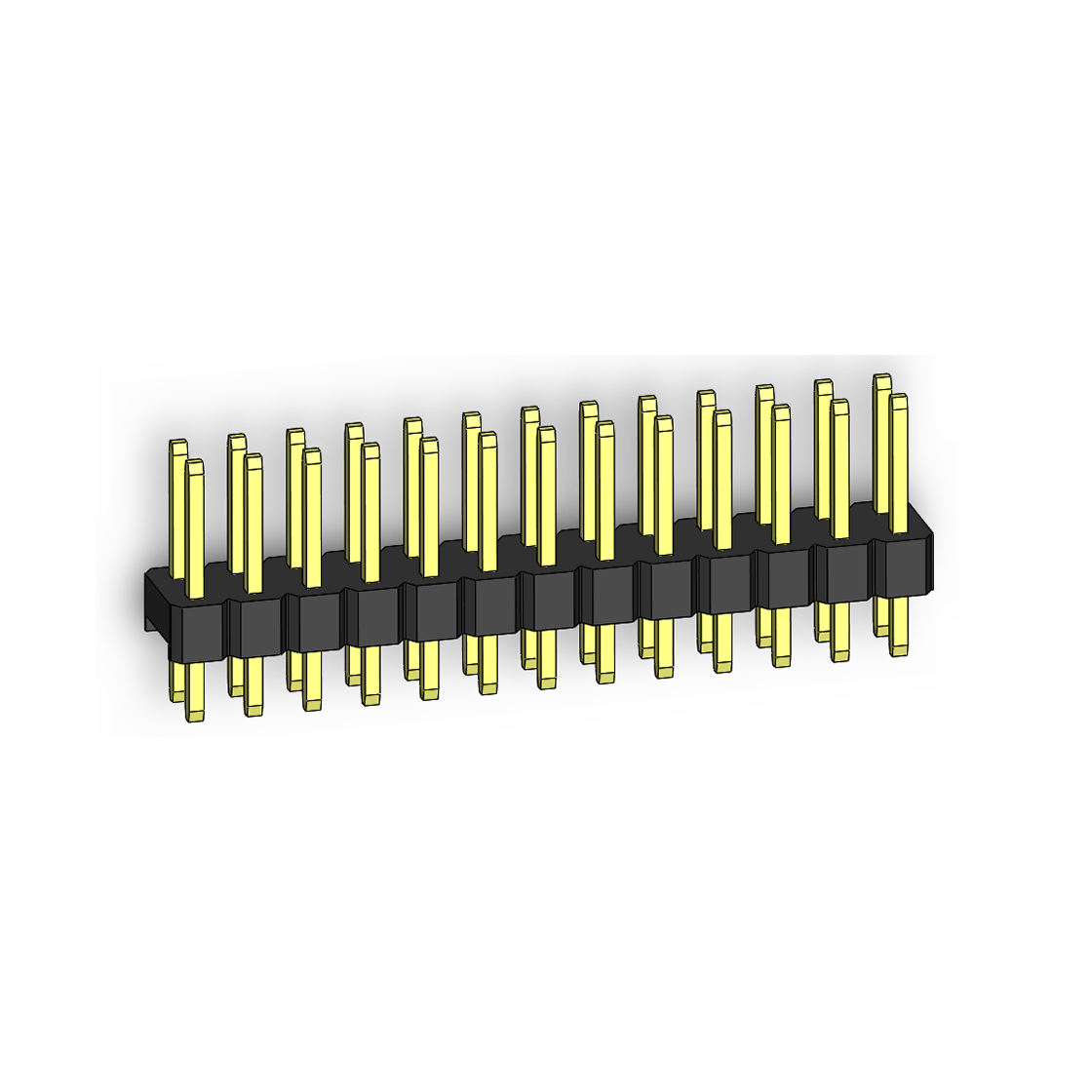 PH2541 排针连接器 Pitch 2.54mm 180° 双排 DIP 单塑排针 L=11.5MM PC 3.0 2X13Pin 黑色 Brass 镀全金G/F
