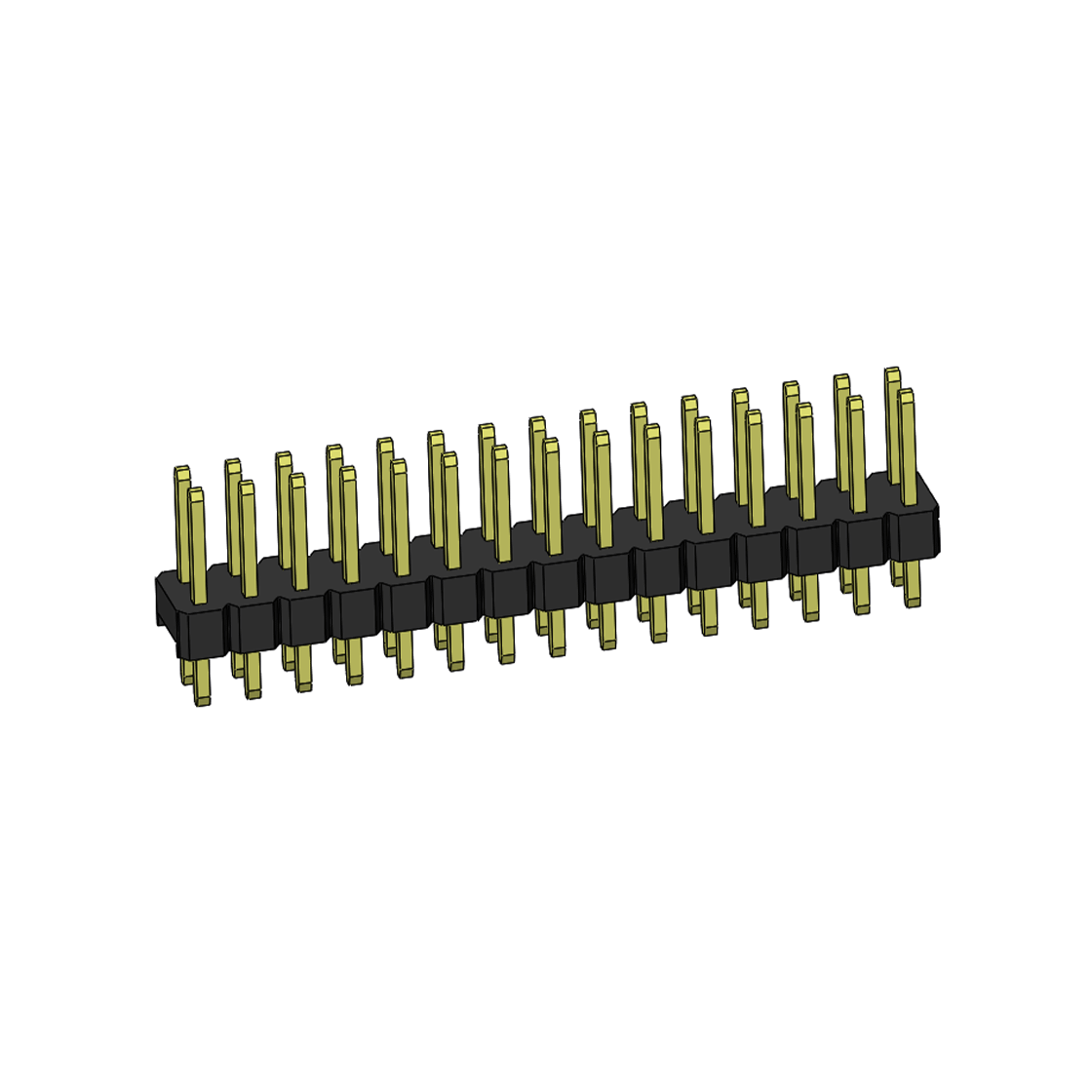 PH2541 排针连接器 Pitch 2.54mm 180° 双排 DIP 单塑排针 L=11.5MM PC 3.0 2X15Pin 黑色 Brass 镀全金G/F