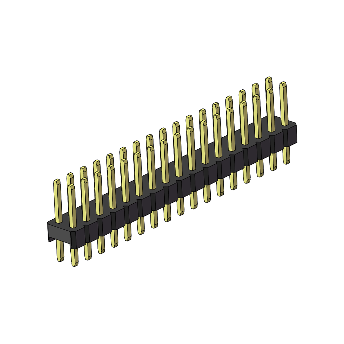 PH2541 排针连接器 Pitch 2.54mm 180° 双排 DIP 单塑排针 L=11.5MM PC 3.0 2X17Pin 黑色 Brass 镀全金G/F