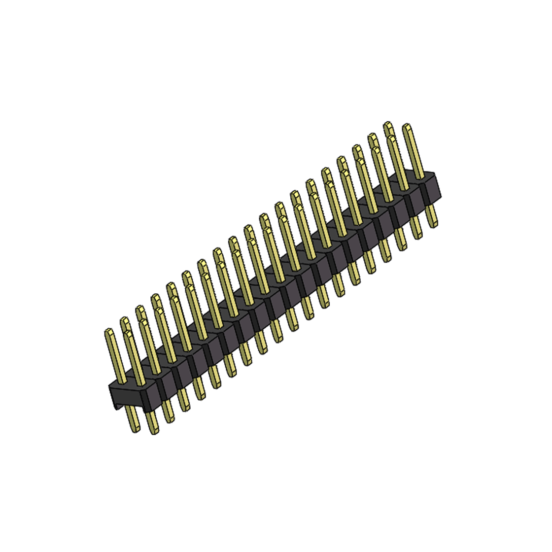 PH2541 排针连接器 Pitch 2.54mm 180° 双排 DIP 单塑排针 L=11.5MM PC 3.0 2X19Pin 黑色 Brass 镀全金G/F