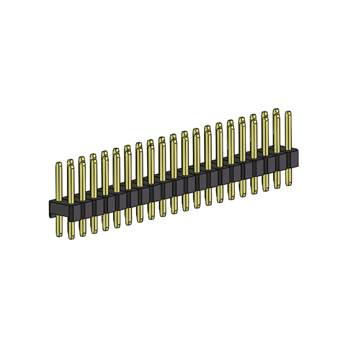 PH2541 排针连接器 Pitch 2.54mm 180° 双排 DIP 单塑排针 L=11.5MM PC 3.0 2X20Pin 黑色 Brass 镀全金G/F