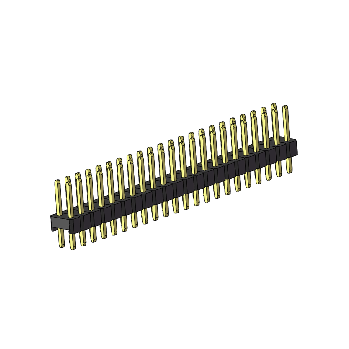 PH2541 排针连接器 Pitch 2.54mm 180° 双排 DIP 单塑排针 L=11.5MM PC 3.0 2X22Pin 黑色 Brass 镀全金G/F