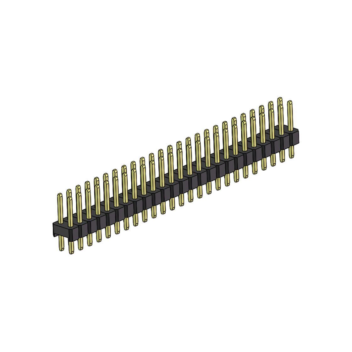 PH2541 排针连接器 Pitch 2.54mm 180° 双排 DIP 单塑排针 L=11.5MM PC 3.0 2X25Pin 黑色 Brass 镀全金G/F