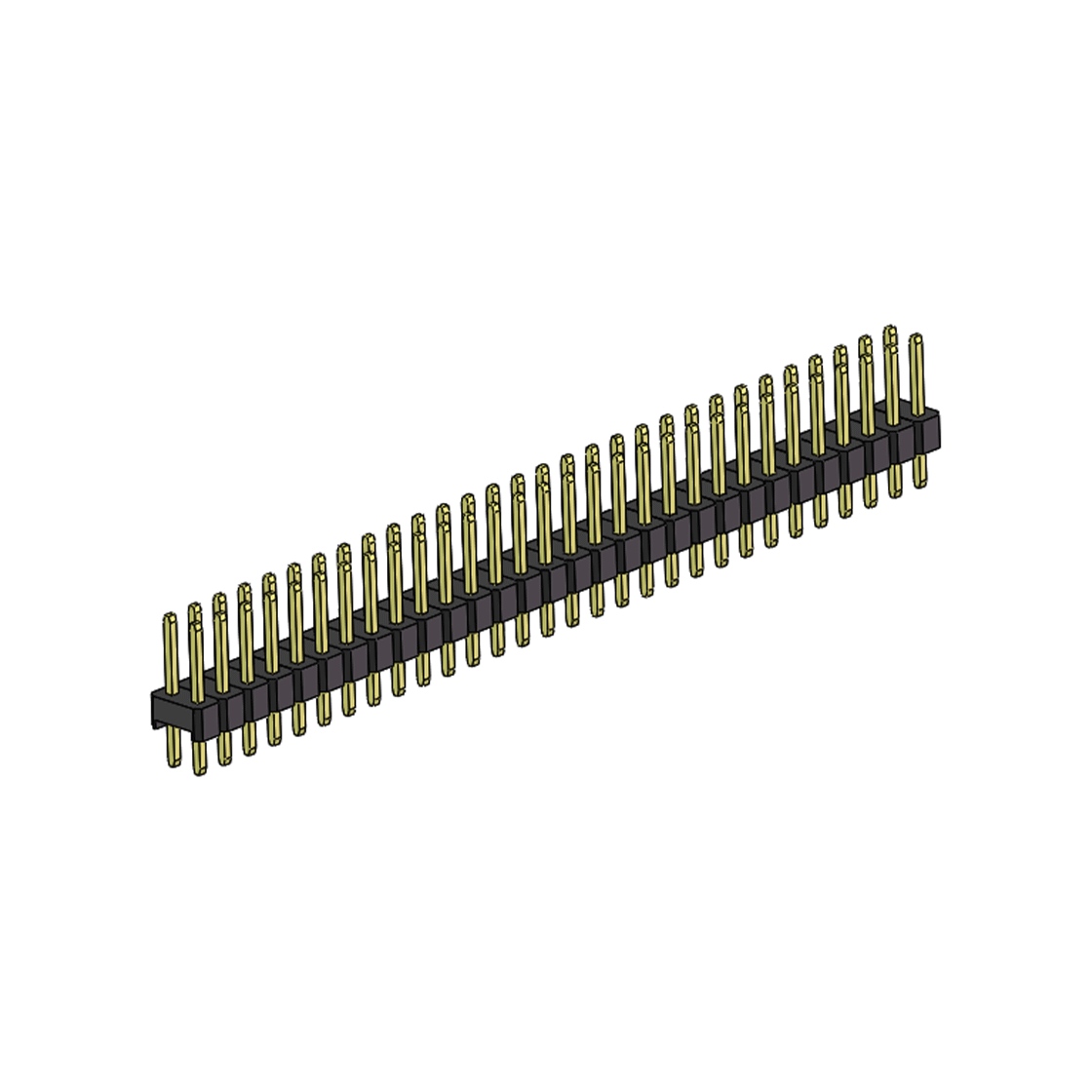 PH2541 排针连接器 Pitch 2.54mm 180° 双排 DIP 单塑排针 L=11.5MM PC 3.0 2X30Pin 黑色 Brass 镀全金G/F
