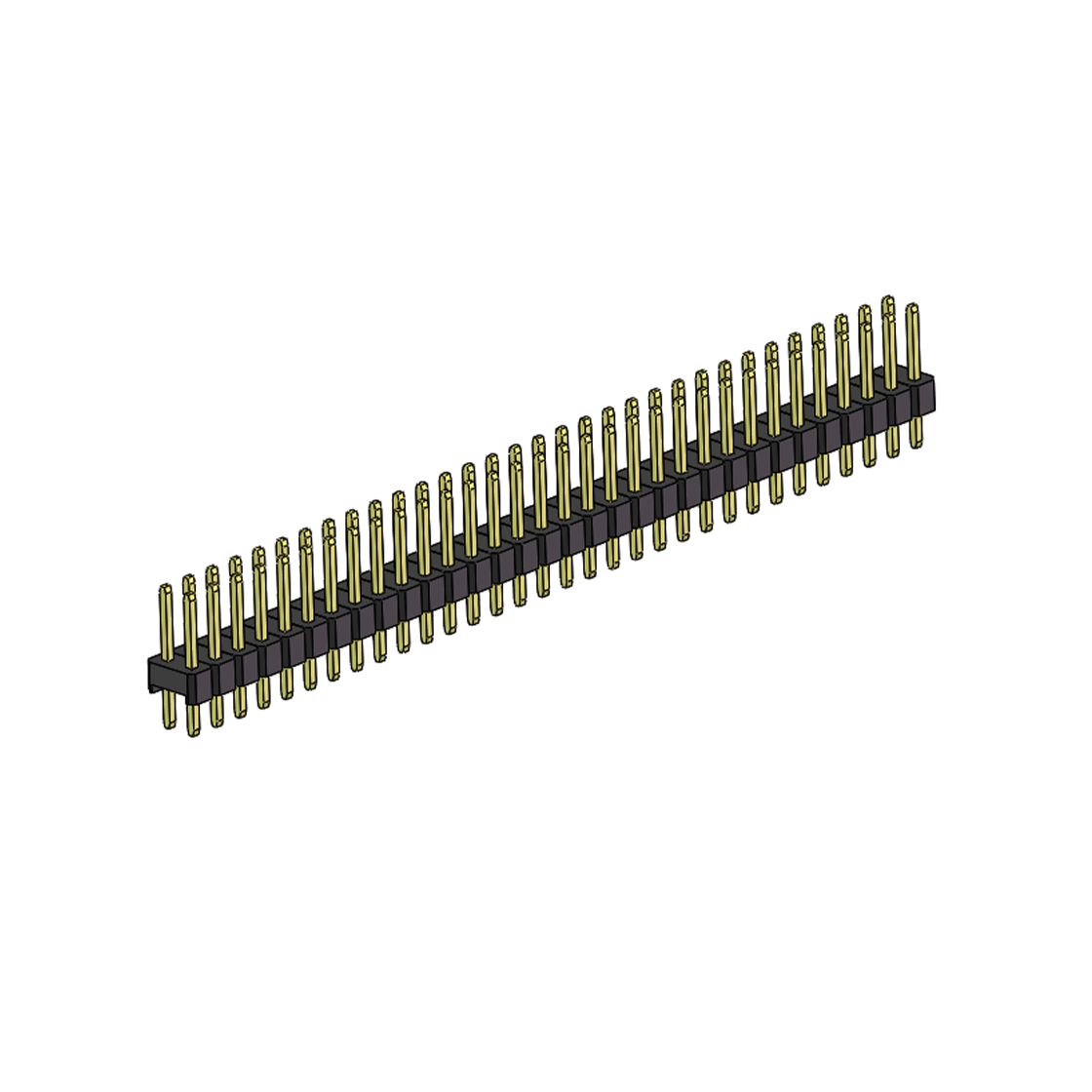 PH2541 排针连接器 Pitch 2.54mm 180° 双排 DIP 单塑排针 L=11.5MM PC 3.0 2X32Pin 黑色 Brass 镀全金G/F
