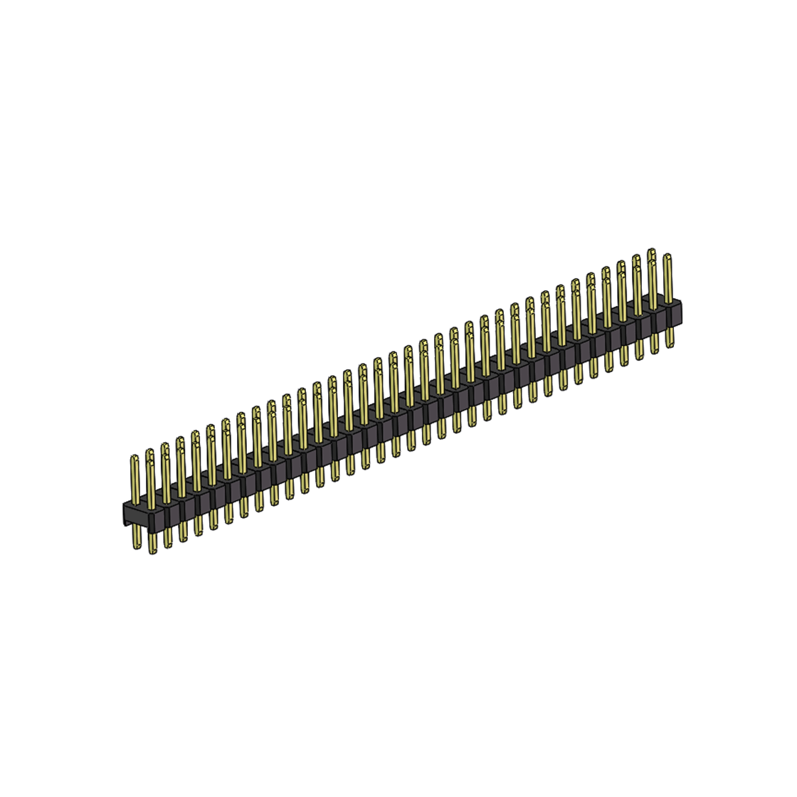 PH2541 排针连接器 Pitch 2.54mm 180° 双排 DIP 单塑排针 L=11.5MM PC 3.0 2X34Pin 黑色 Brass 镀全金G/F