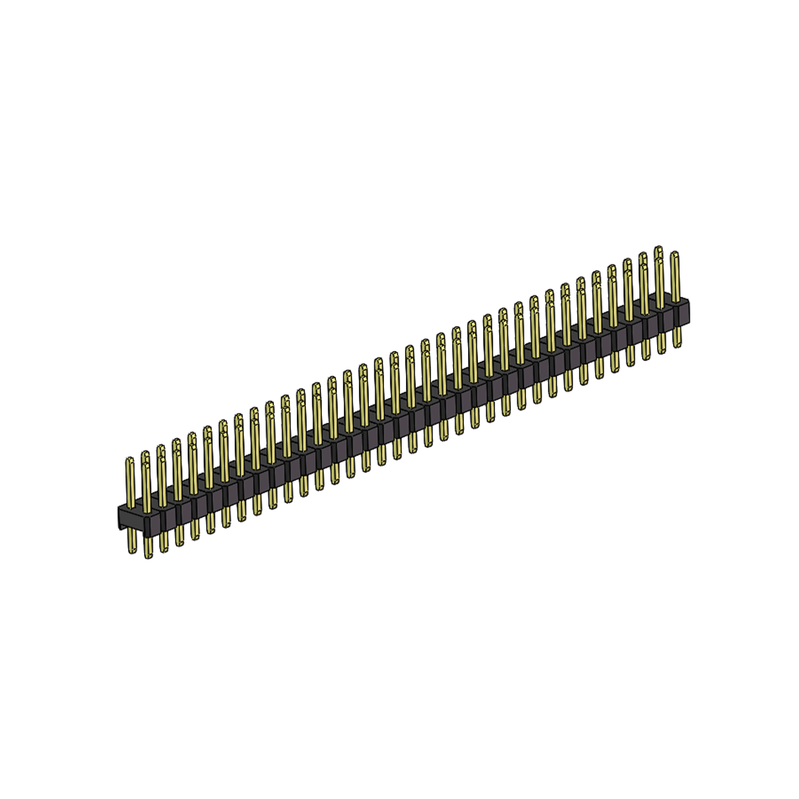 PH2541 排针连接器 Pitch 2.54mm 180° 双排 DIP 单塑排针 L=11.5MM PC 3.0 2X35Pin 黑色 Brass 镀全金G/F