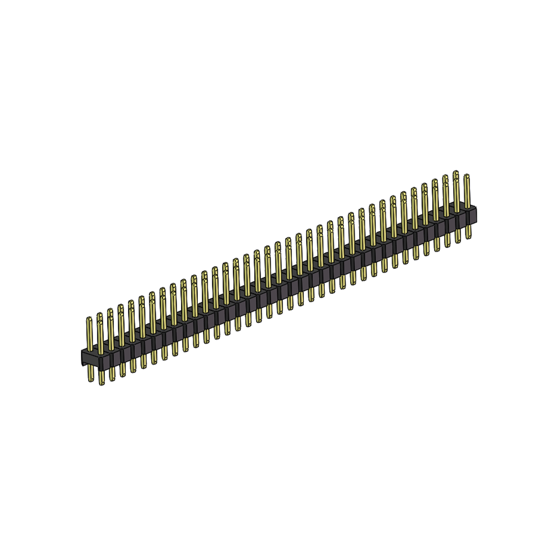 PH2541 排针连接器 Pitch 2.54mm 180° 双排 DIP 单塑排针 L=11.5MM PC 3.0 2X36Pin 黑色 Brass 镀全金G/F