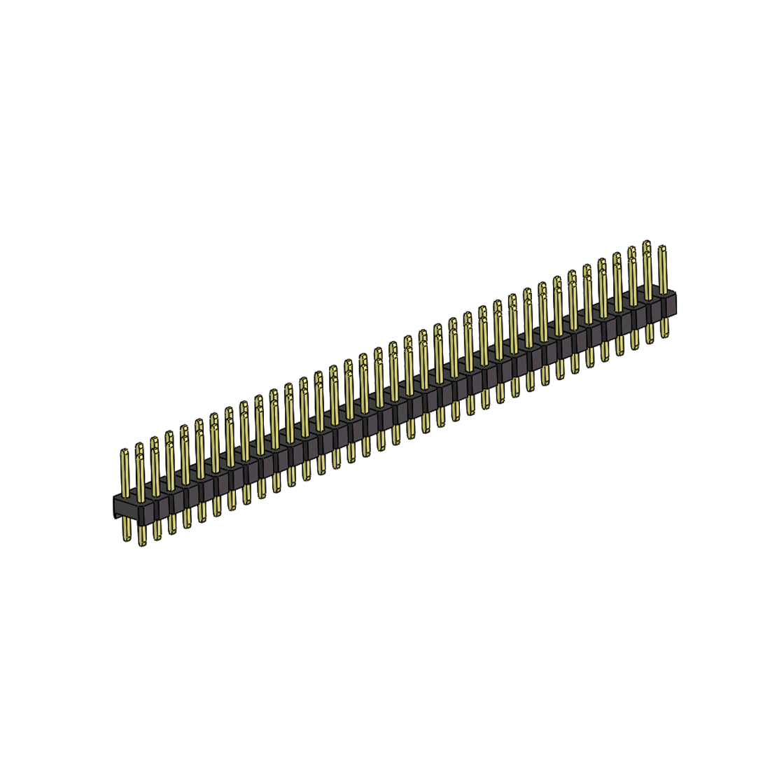 PH2541 排针连接器 Pitch 2.54mm 180° 双排 DIP 单塑排针 L=11.5MM PC 3.0 2X37Pin 黑色 Brass 镀全金G/F