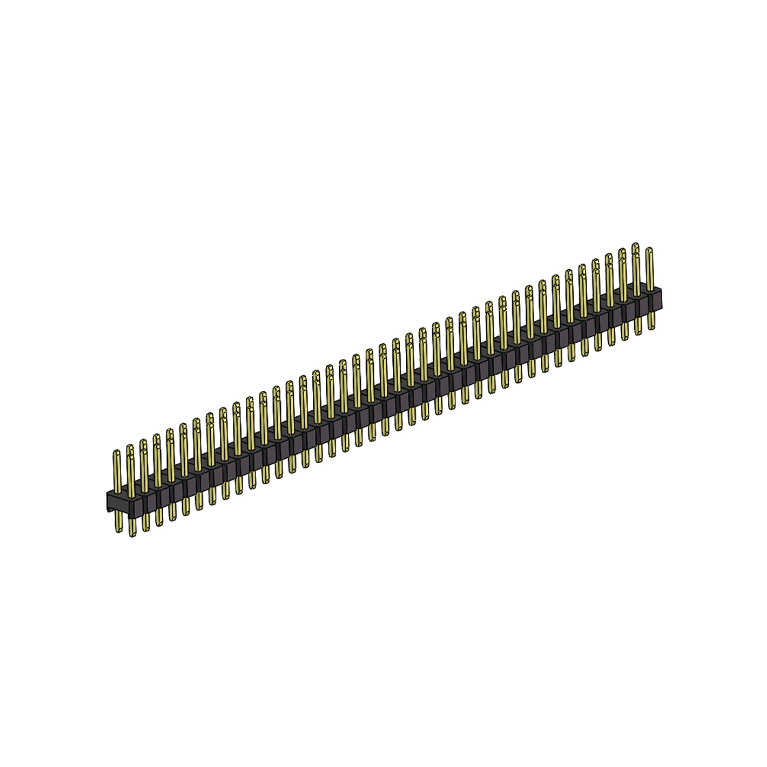 PH2541 排针连接器 Pitch 2.54mm 180° 双排 DIP 单塑排针 L=11.5MM PC 3.0 2X39Pin 黑色 Brass 镀全金G/F