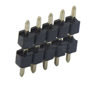 Pitch 2.54mm 180°单排 DIP 双塑排针 8Pin 黑色 镀全金G/F