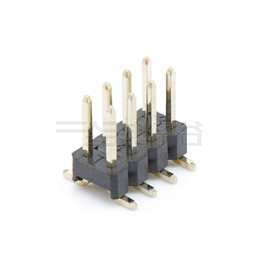 Pitch 2.54mm 180°双排 SMT单塑 排针 2X04Pin 黑色 镀全金G/F