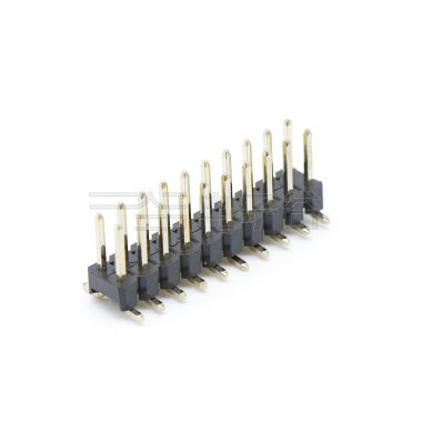 Pitch 2.54mm 180°双排 SMT单塑 排针 2X10Pin 黑色 镀全金G/F