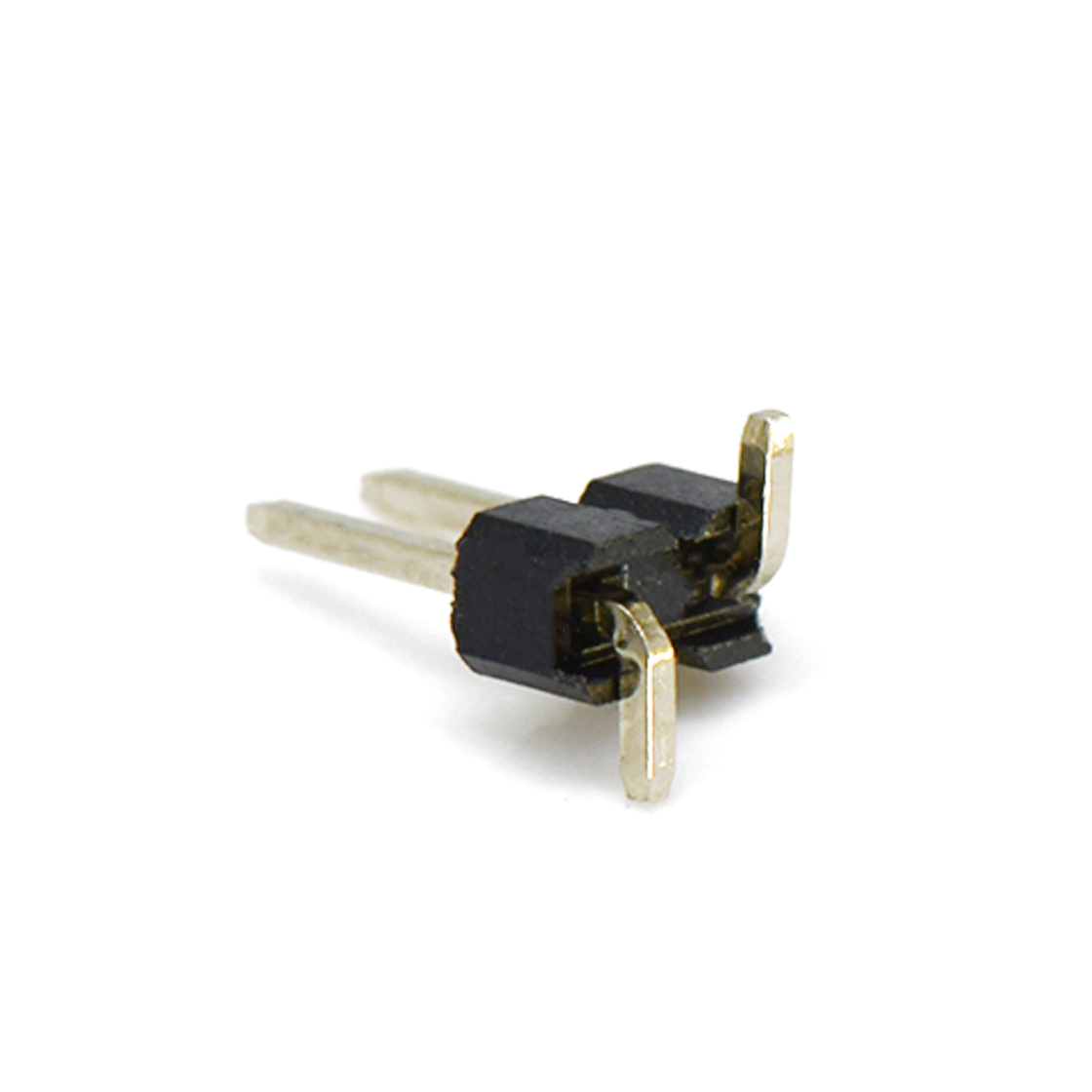 PH2541 排针连接器 Pitch 2.54mm 180° 单排 单塑排针 1X02Pin 黑色 镀全金G/F