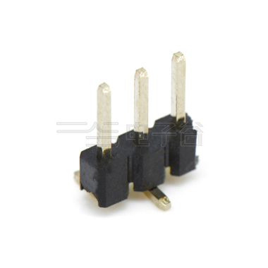Pitch 2.54mm 180° 单排 单塑排针 1X03Pin 黑色 镀全金G/F