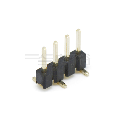 Pitch 2.54mm 180° 单排 单塑排针 1X04Pin 黑色 镀全金G/F