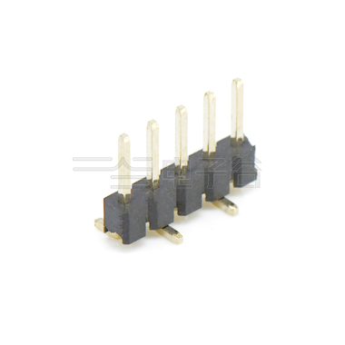 Pitch 2.54mm 180° 单排 单塑排针 1X05Pin 黑色 镀全金G/F