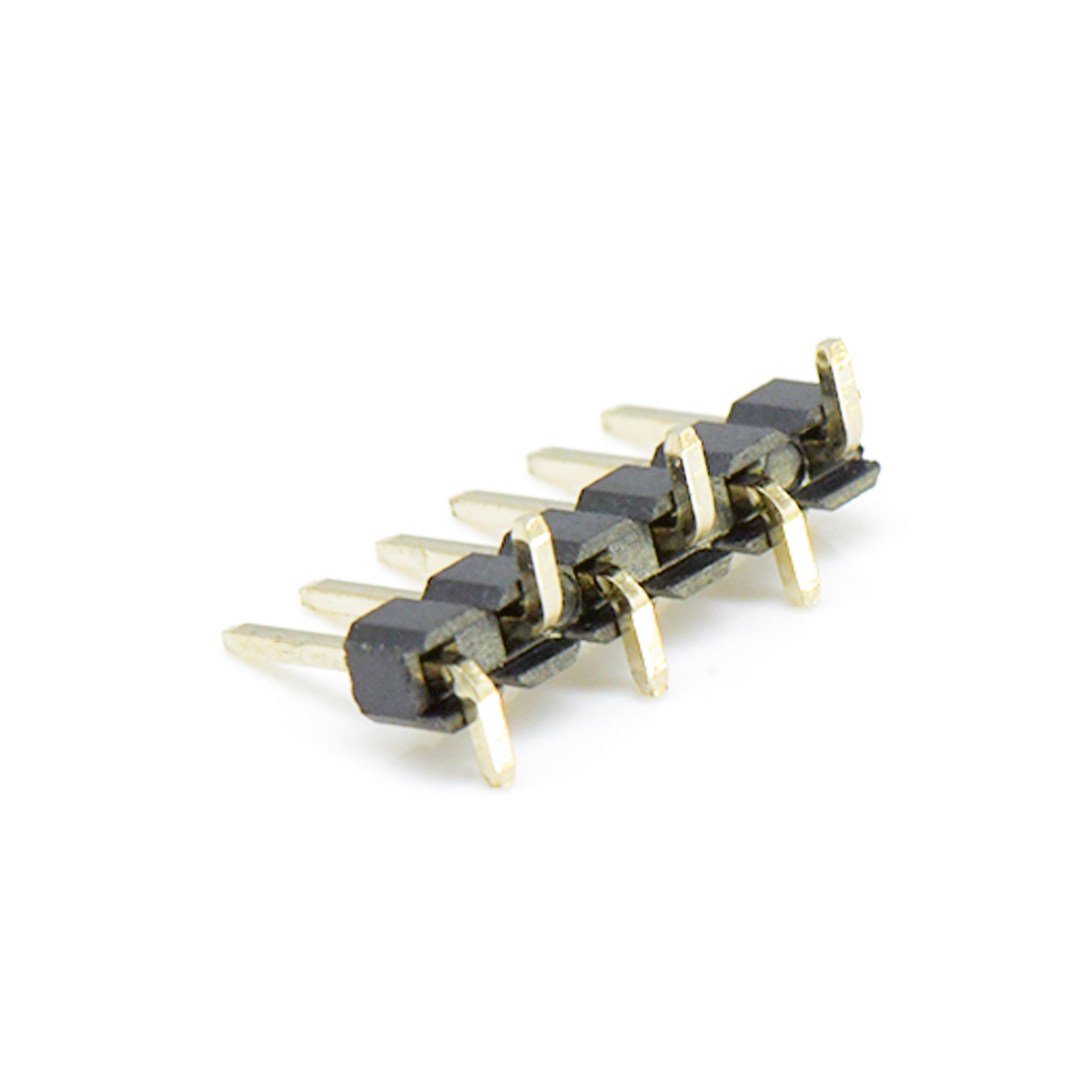PH2541 排针连接器 Pitch 2.54mm 180° 单排 单塑排针 1X06Pin 黑色 镀全金G/F