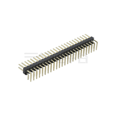 Pitch 2.54mm 90°双排 DIP 单塑排针 2X25Pin 黑色 PA6T,94V-0 镀全金G/F 无卤
