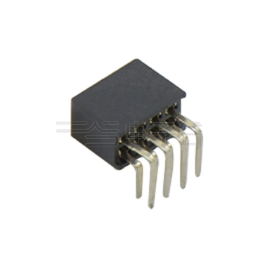 Pitch 1.27mm 90° 双排 DIP 排母 2X04Pin 黑色 镀全金G/F