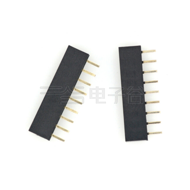 Pitch 2.54mm 180° 单排 DIP Y型排母 H5.7W2.5 PC:3.1 08Pin 黑色 镀全金G/F