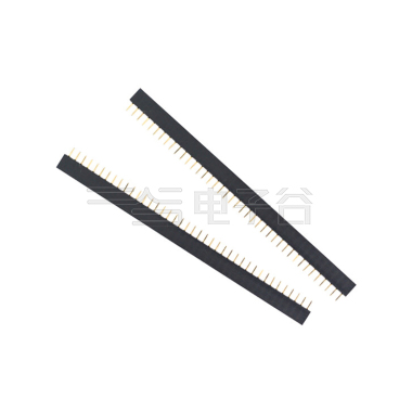 Pitch 2.54mm 180° 单排 DIP Y型排母 H5.7W2.5 PC:3.1 40Pin 黑色 镀全金G/F