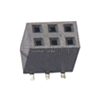 Pitch 2.54mm 180° 双排 SMT U型排母2X03Pin 黑色 镀全金G/F