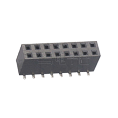 Pitch 2.54mm 180° 双排 SMT U型排母2X08Pin 黑色 镀全金G/F