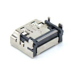 HDMI A TYPE Female 90°SMT贴板 LCP黑胶 四脚插板 CH=3.3mm