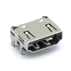 HDMI A TYPE Female 90°SMT贴板 LCP黑胶 四脚插板 CH=3.4mm