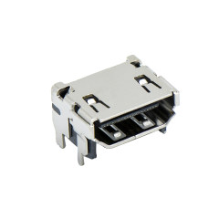 HDMI A TYPE Female 90°SMT贴板 LCP黑胶 四脚插板(加高2.8mm)