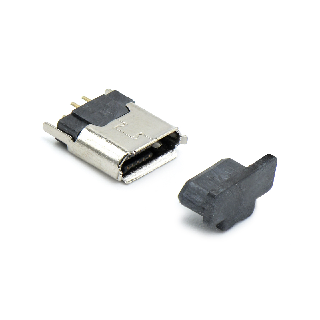 USB连接器MICRO USB 5P/F B TYPE立插 L=6.3MM 加CAP盖黑色 1.5A