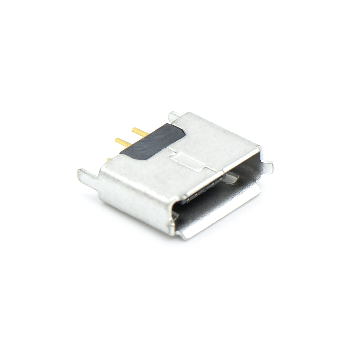 USB连接器MICRO USB 5P/F AB TYPE立插 不锈钢201 镀镍黑色 1.5A