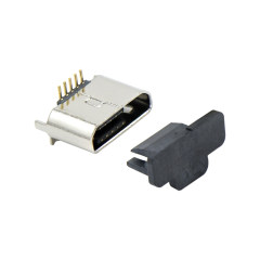 Micro USB 5P/F B Type 立贴 平口 外壳脚插板带贴