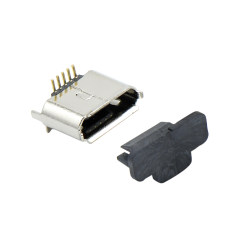 Micro USB 5P/F B Type 立贴 有边 外壳脚插板带贴