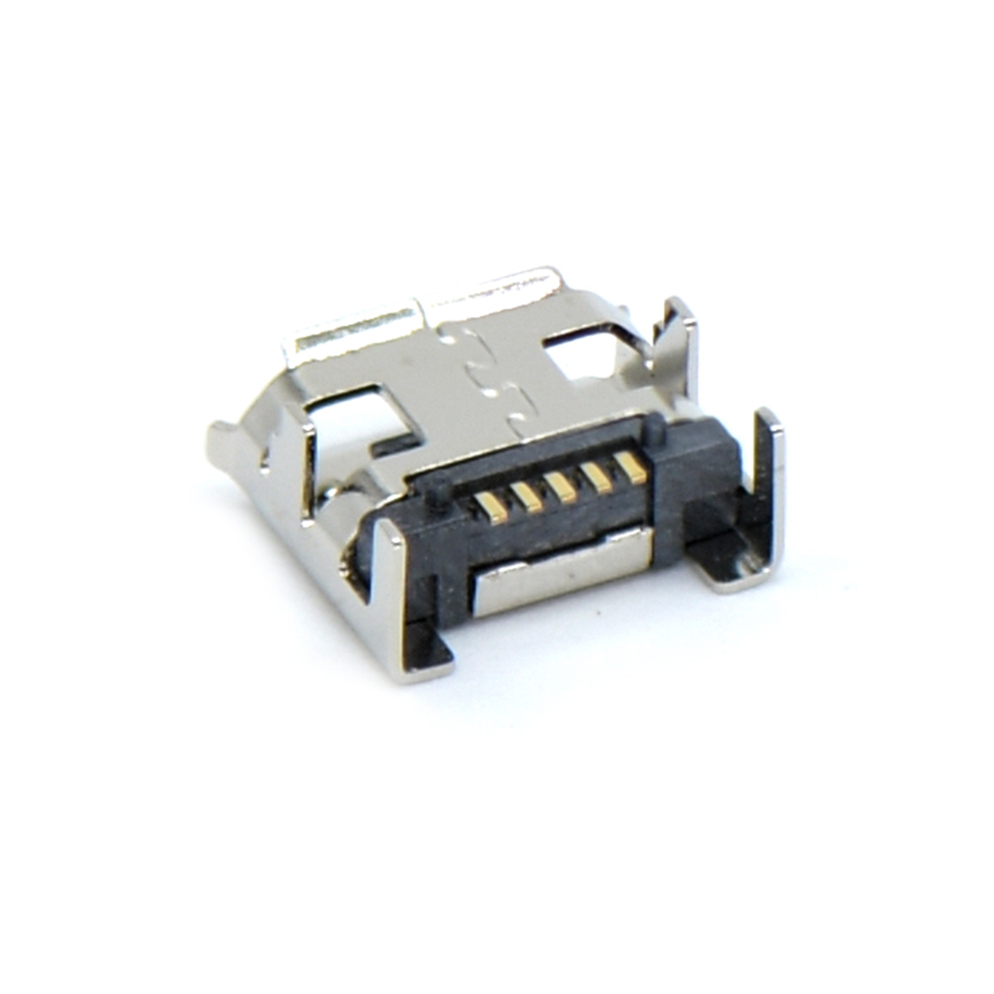 USB连接器MICRO USB 5P/F B TYPE SMT 四脚插板 脚高0.8mm 无边有柱