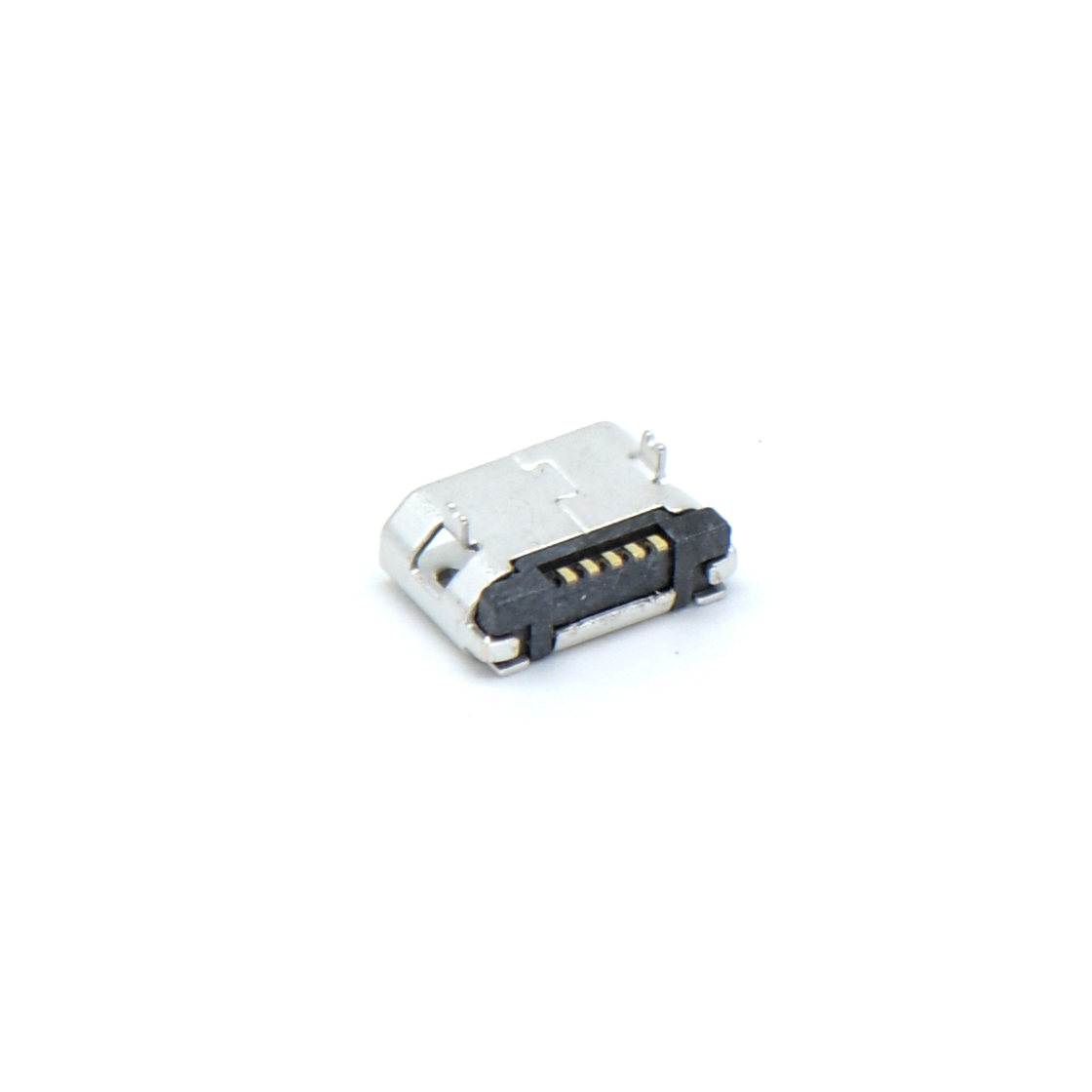 USB连接器MICRO USB 5P/F B TYPE SMT 两脚插板 脚高0.8mm 无边无柱