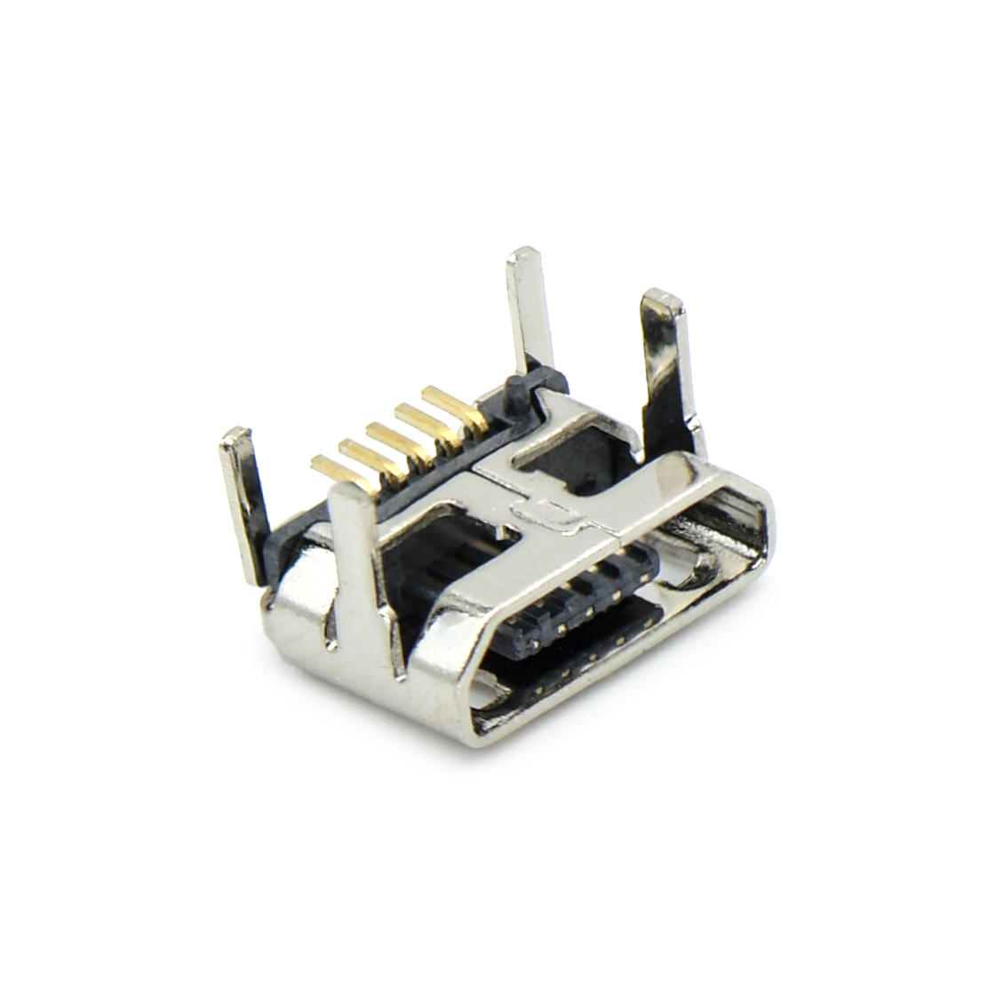 USB连接器Micro USB 5P/F B Type 牛角外DIP 2.0(7.2×6.6)mm端子加长0.3