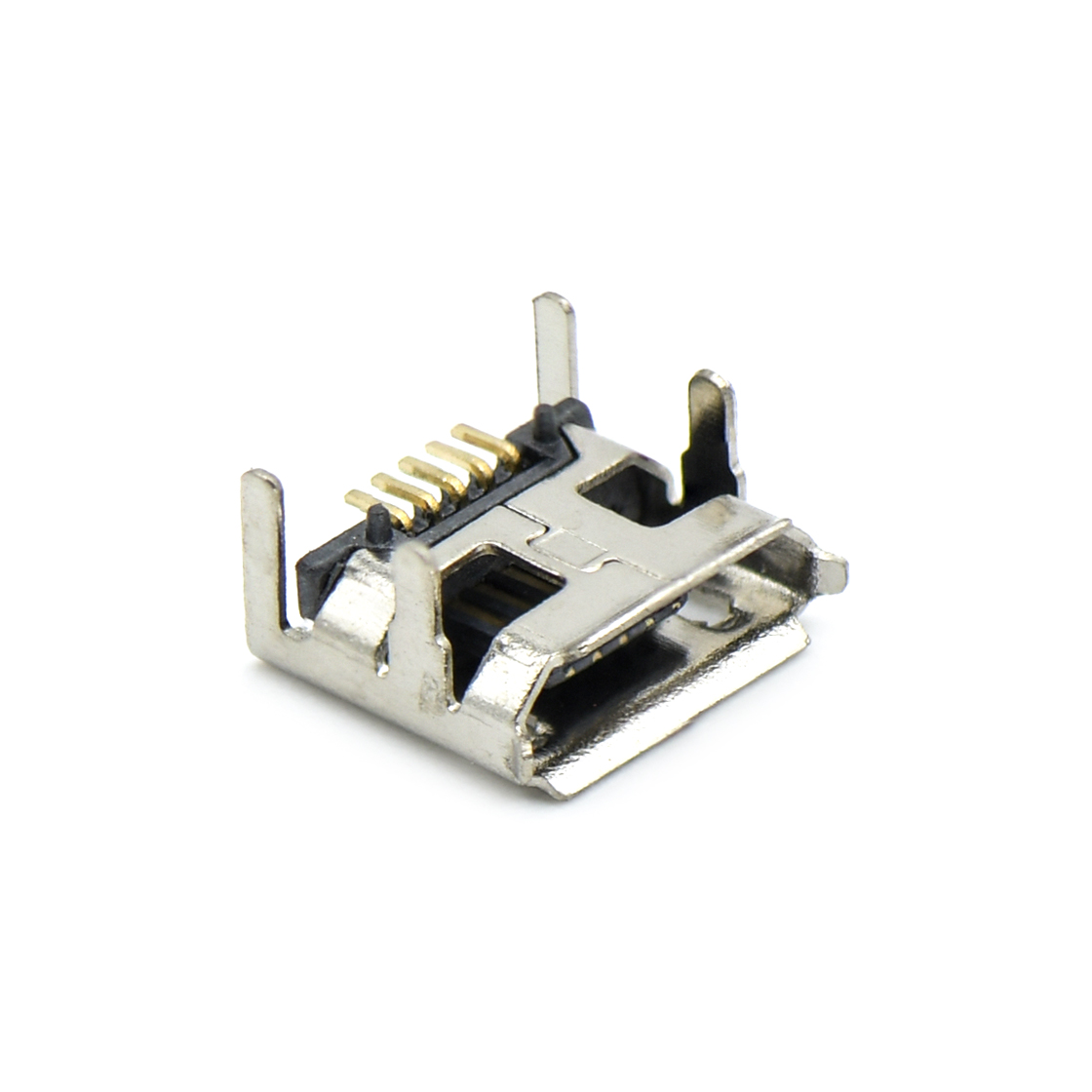 USB连接器Micro USB 5P/F B Type四脚插板 DIP7.15(1.55×0.9)mm端子加长0