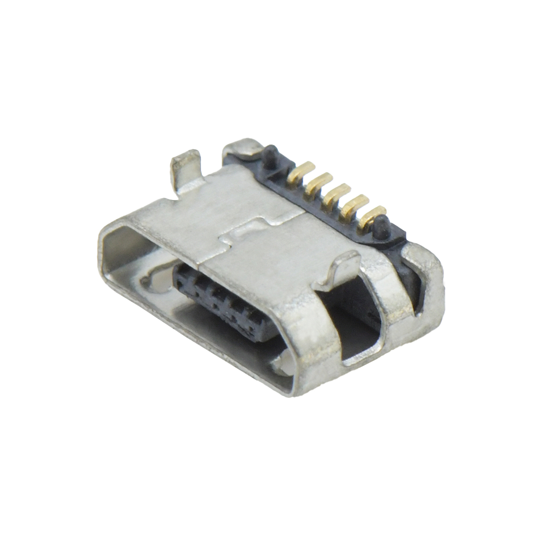 USB连接器MICRO USB 5P/F B TYPE 前插后贴5.65(0.8×0.9)mm 无边有柱