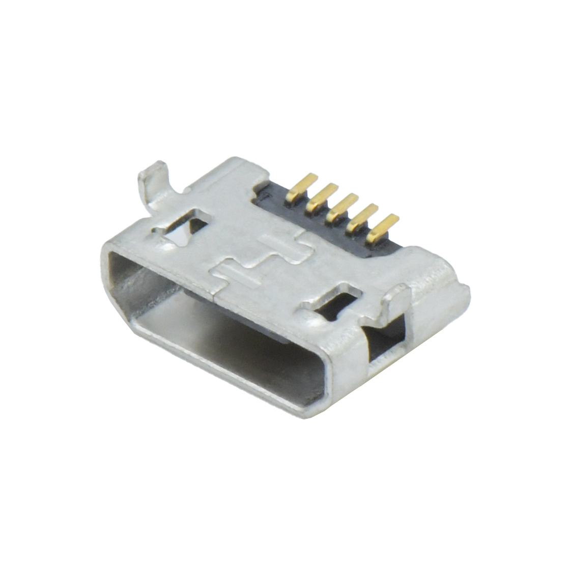 USB连接器MICRO 5P/F B TYPE SMT 反向两脚DIP 7.7(0.6×0.9)无边无柱