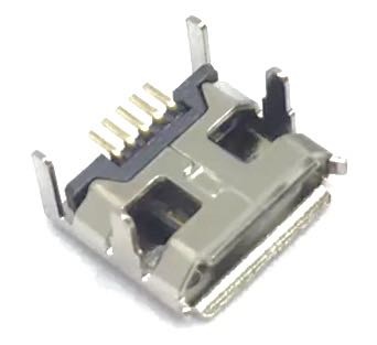 USB连接器MICRO USB 5P/F B TYPE四脚插板7.15（1.55×0.9）mm有边无柱